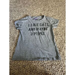Crazy Dog Gray T-shirt "I like cats and maybe 3 people." Size medium